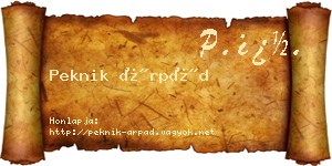 Peknik Árpád névjegykártya