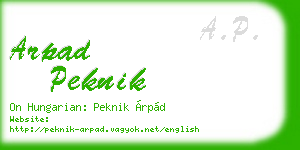 arpad peknik business card