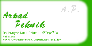 arpad peknik business card